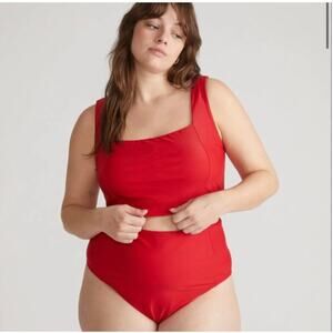 Universal Standard High Rise Swim Bottoms XL 26 28 2X 3X Red NWT Bikini Suit